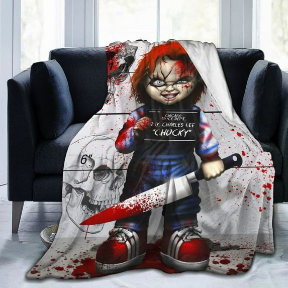 Horror Movie Chucky Throw Blanket 50"X40" Soft Flannel Lightweight Plush Air Conditioner Quilt Suitable For Sofa,Living Room,Bedroom,Double Bed