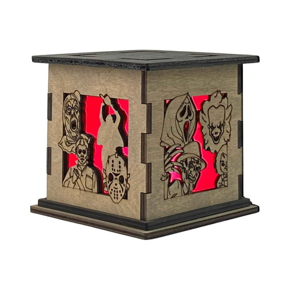 Horror Movie Compilation Decorative Glow Box | Horror Home Decor Light Up Box | Pennywise, Jason, and More