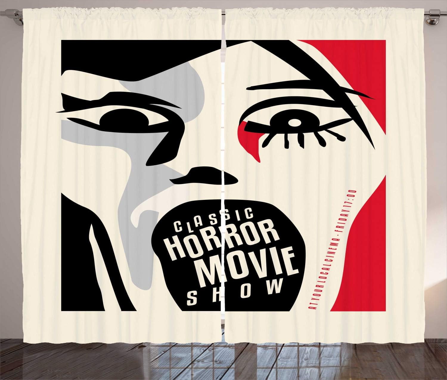 Horror Movie Curtains, Classic Horror Movie Show Typography With A