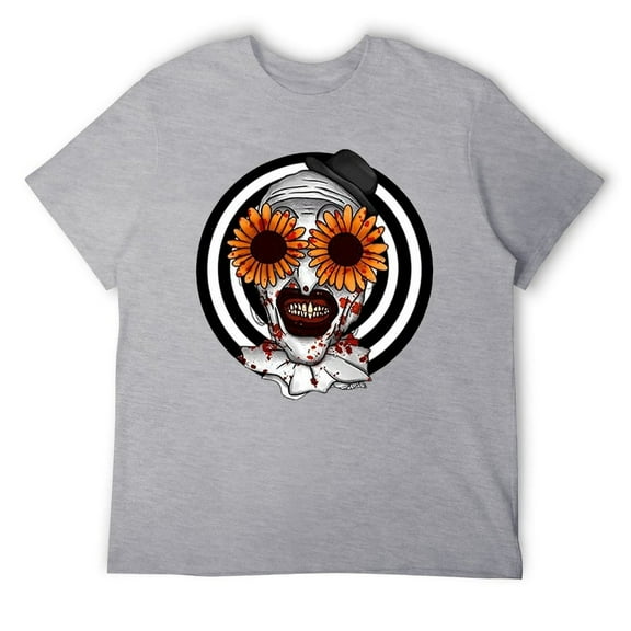 Horror Movie Fan Graphic T-Shirt for Men, Distressed Vintage Style Tee, Soft Cotton Casual Top, Black Novelty Shirt with Scary Print Gray-style 2XL