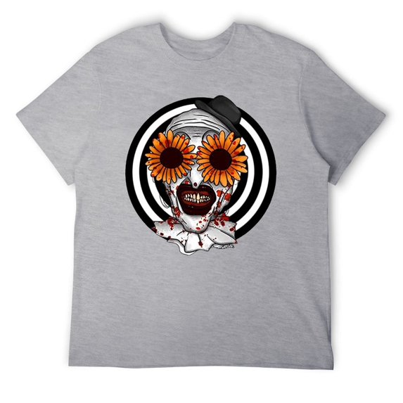 Horror Movie Fan Graphic T-Shirt for Men, Distressed Vintage Style Tee, Soft Cotton Casual Top, Black Novelty Shirt with Scary Print Gray-style M