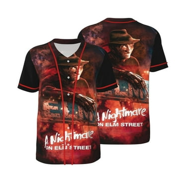 Horror Movie Freddy Krueger Baseball Jerseys Shirts Baseball Button Down Shirt for Men Women Adult