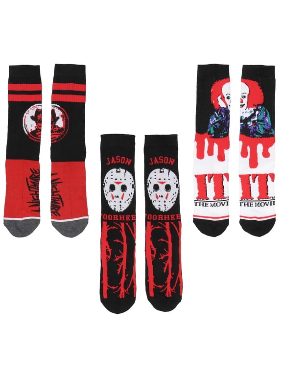 Horror Movie Friday The 13th A Nightmare On Elm Street IT Halloween Crew Socks Size 8-12