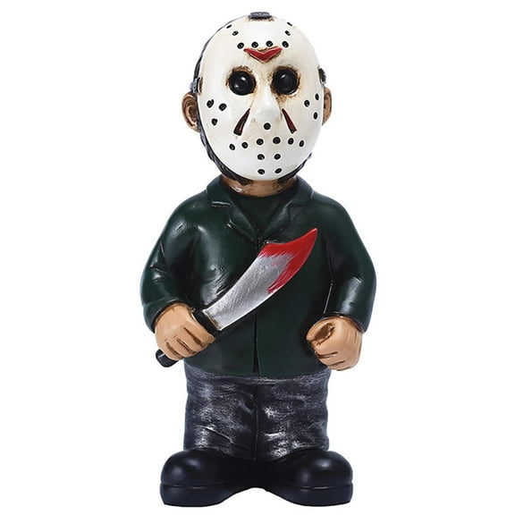 Horror Movie Garden Gnomes Decoration Outdoor Statue Nightmare Jason Figurines Lawn Halloween Decor Christmas Ornament, Movie Gifts(Jason)