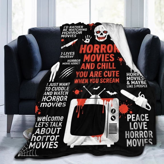 Horror Movie Gifts Blanket, Halloween Christmas Birthday Gifts for Horror Movie Lovers, Scary Movie Flannel Throw Blanket, Horror Fan Party Decorations 50x40