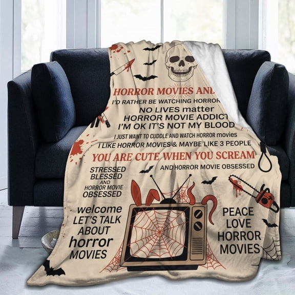 Horror Movie Gifts Blanket, Halloween Christmas Birthday Gifts for Horror Movie Lovers, Scary Movie Flannel Throw Blanket, Horror Fan Party Decorations 50x40
