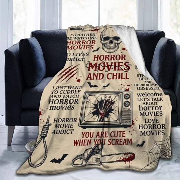 Horror Movie Gifts Blanket, Halloween Christmas Birthday Gifts for Horror Movie Lovers, Scary Movie Flannel Throw Blanket, Horror Fan Party Decorations 50x40