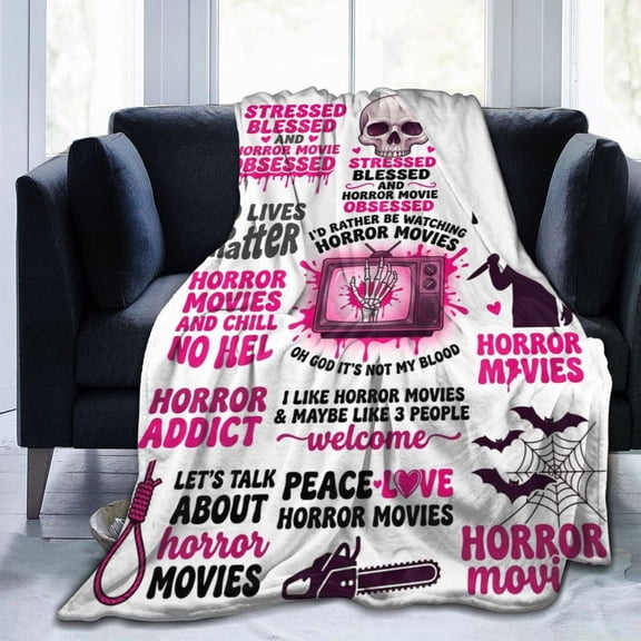 Horror Movie Gifts Blanket, Halloween Christmas Birthday Gifts for Horror Movie Lovers, Scary Movie Flannel Throw Blanket, Horror Fan Party Decorations 50x40