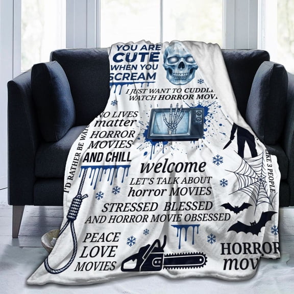 Horror Movie Gifts Blanket, Halloween Christmas Birthday Gifts for Horror Movie Lovers, Scary Movie Flannel Throw Blanket, Horror Fan Party Decorations 50x40