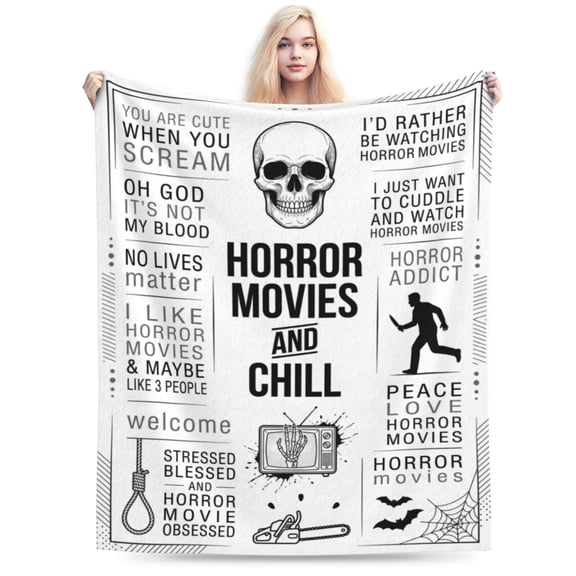 Horror Movie Gifts Blanket, Halloween Christmas Birthday Gifts for Horror Movie Lovers, Scary Movie Flannel Throw Blanket, Horror Fan Party Decorations 50x40