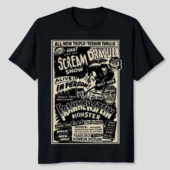 Horror Movie Monster Mummy Dracula Werewolf Frankenstein T-Shirt
