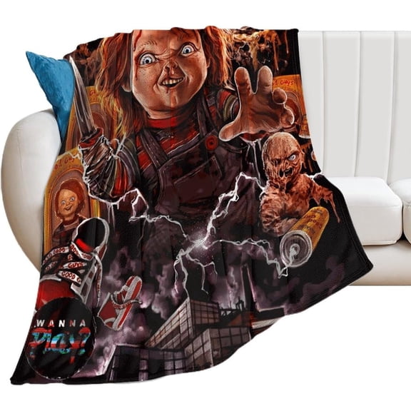 Horror Movie Poster Blanket Lightweight Cozy Flannel Throw Blankets Home Decor for Couch Bed Sofa Bedroom Gifts for Kids Adult