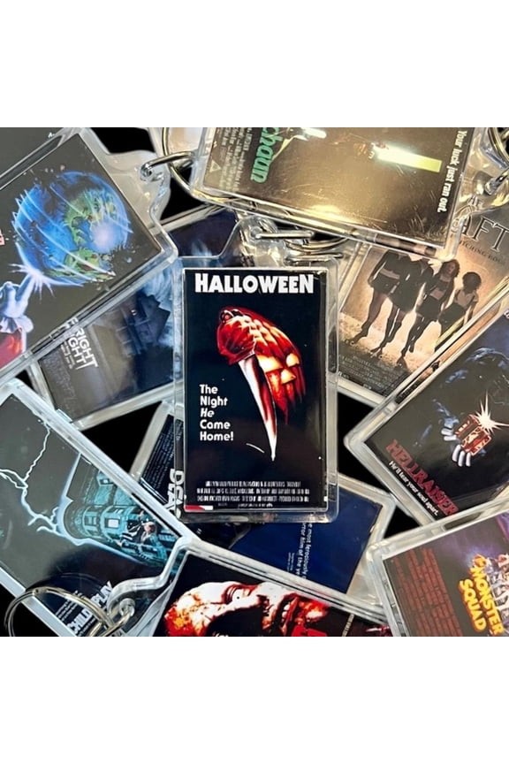 Horror Movie Poster Keychain | Movie Keychain | Horror Movie Bag Backpack Charm | Goosebumps VHS Keychain | Retro Keychain | (1 keychain)