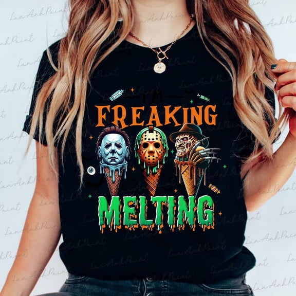 Horror Movie Summer T-Shirt, Summer Thug Life Graphic Tee, Killers Vacation Shirt, Halloween Ice Cream Shirt, Freaking Melting Horror T-Shirt