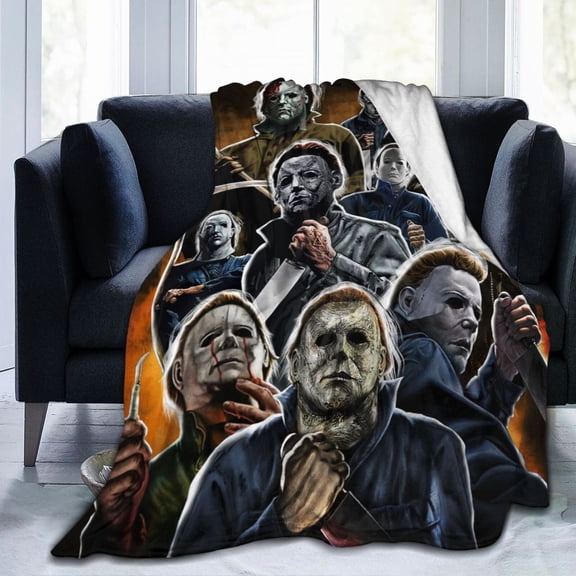 Horror Movie Throw Blanket 80"X60" Soft Flannel Lightweight Plush Air Conditioner Quilt Suitable For Sofa,Living Room,Bedroom,Double Bed