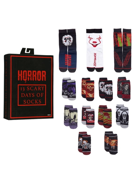 Horror Movies 13 Scary Days Of Socks Adult Ankles And Crews Gift Box Set 13 Pairs