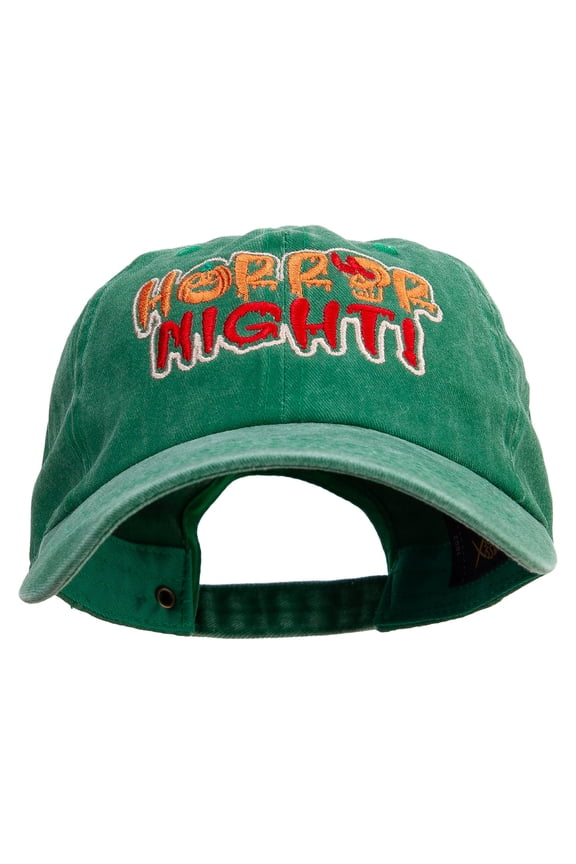 Horror Night Embroidered Unstructured Pigment Dyed Cotton Cap - Kelly Green OSFM