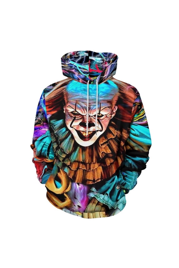 Horror Pennywise Clown Adult Sweater Pullover Sweatshirt Hoodies Long Sleeve Hooded Jackets Men Women