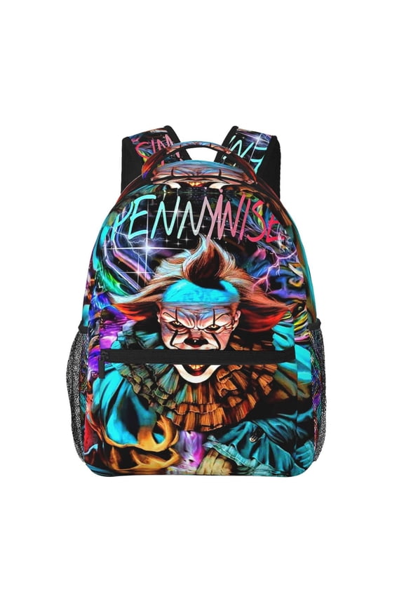 Horror Pennywise Clown Lightweight Backpack Daypack Casual Shoulder Bags Travel Hiking Camping