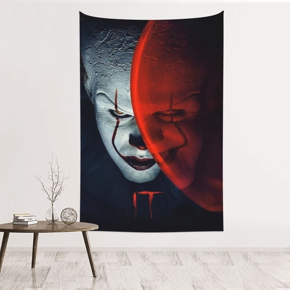 Horror Pennywise Dancing Clown Wall Tapestry Poster for Bedroom Aesthetics Room Decor Flag Wall Hanging Dorm Living Room 60''x 40''