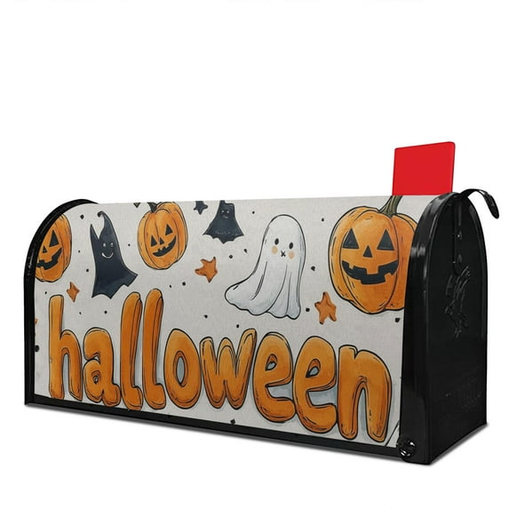 Horror Pumpkin Ghost Bat Spider Happy Halloween Mailbox Covers,Magnetic 18x21 Inch Mailbox Wrap Water Proof Reusable Halloween MailBoxcovers for Rustic Farmhouse Home Decorative