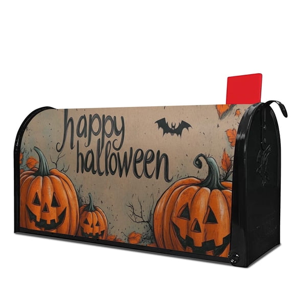 Horror Pumpkin Ghost Bat Spider Happy Halloween Mailbox Covers,Magnetic 21x25.5 Inch Mailbox Wrap Water Proof Reusable Halloween Post Letter Box Covers for Rustic Farmhouse Home Decor