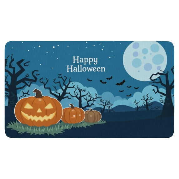 Horror Pumpkin Ghost Doormat,Non-Slip Doormat Halloween Ghost Low-Profile Door Mat 17x30 Inch Door Mats for Room Winter Laundry