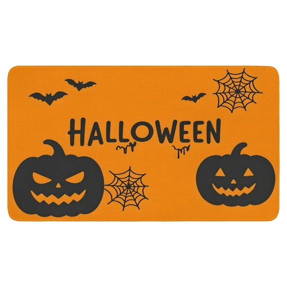 Horror Pumpkin Ghost Front Door Mat,Non-Slip Doormat Happy Halloween Mat 17x30 Inch Throw Rug for Winter Holiday Home Kitchen
