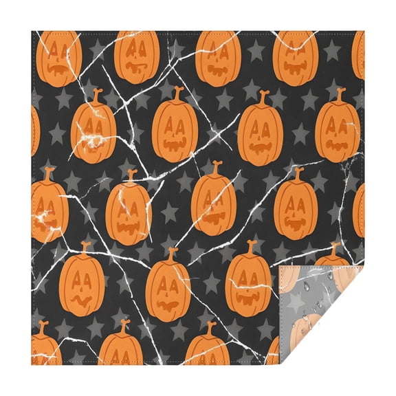 Horror Pumpkin Ghost Square Table Cloth Wrinkle Resistant Washable Happy Halloween Table Covers Tablecloth for Halloween Birthday Wedding Graduation (52x52 Inch)