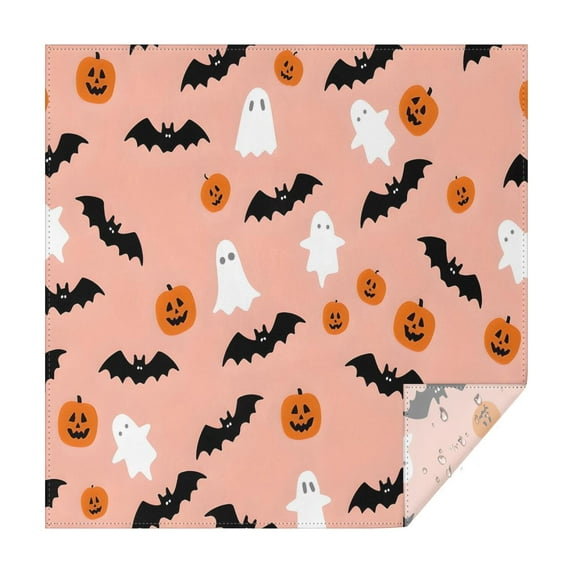 Horror Pumpkin Ghost Square Table Cover Waterproof Spillproof Happy Halloween Tablecolths Tablecloth for Party Picnic Dinner Decor (52x52 Inch)