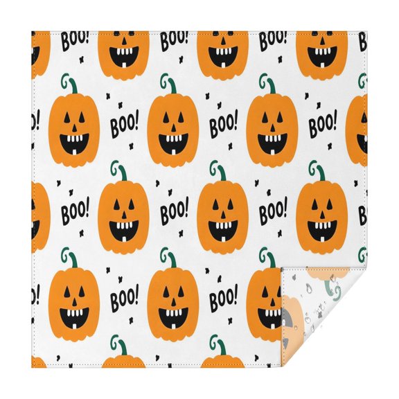 Horror Pumpkin Ghost Square Tablecloth Waterproof Spillproof Happy Halloween Tablecolths Table Cover for Party Picnic Dinner Decor (52x52 Inch)
