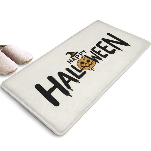 Horror Pumpkin Ghost Welcome Doormat,Non-Slip Doormat Happy Halloween Floor Entryway Rug 17x31.5 Inch Switch Rug for Room Winter Laundry