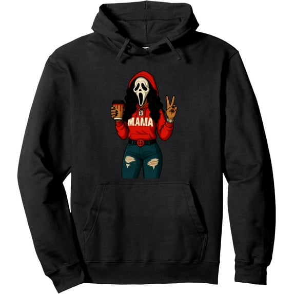 Horror Punk Spooky Mama – Funny Ghost Coffee Lover Pullover Hoodie