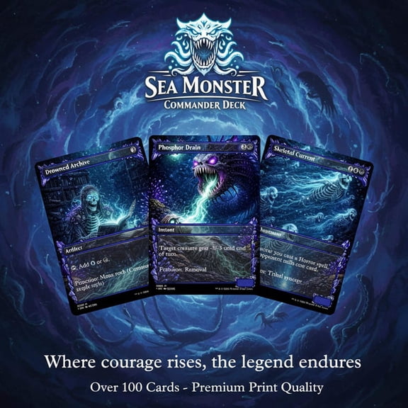 Horror Sea Monster MTG Commander Deck, Ocean Dark Fantasy Proxy EDH 100 Cards Card Size 24''x36'' DragonDecks