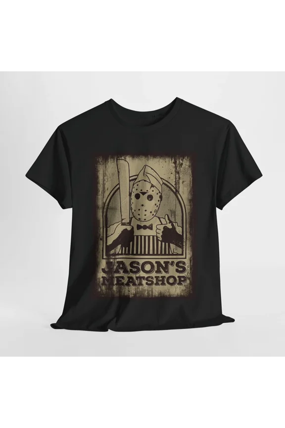 Horror Shop Parody Jason’s Meat Market Funny Slasher Movie Graphic Unisex T-Shirt up to size 5XL