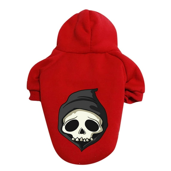 Skeleton Dog Sweater for Halloween - Pet with Spooky Design for Parties and Seasonal Dress-Up - Red