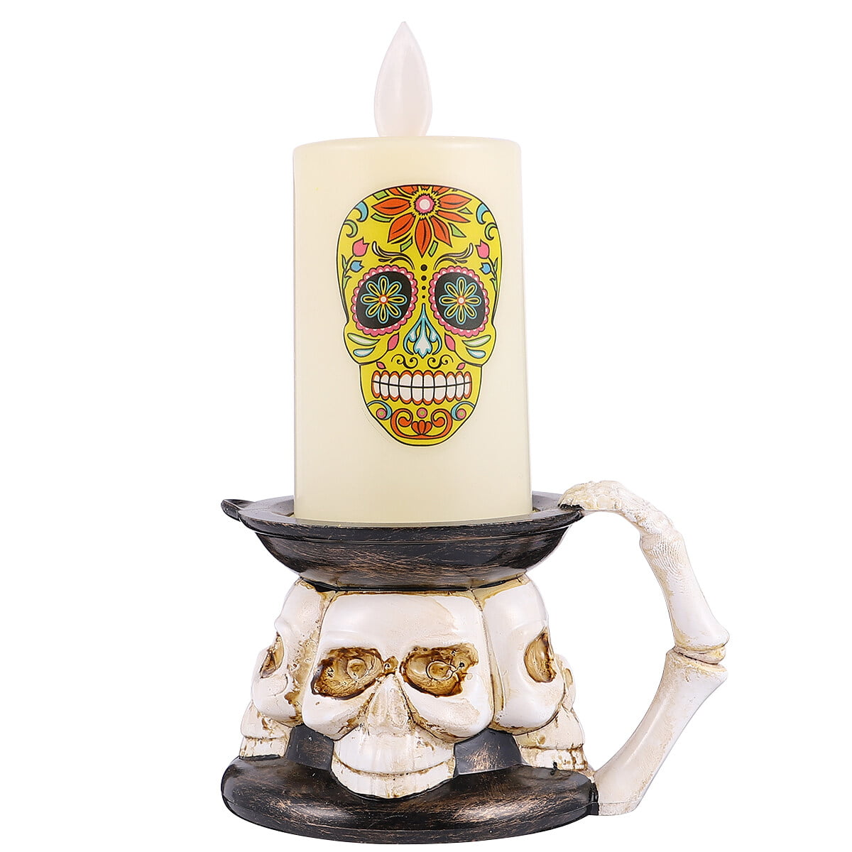 Horror Skull Base Candle Led Lights Electronic Flameless Candles Romantic Handle Lamps Party