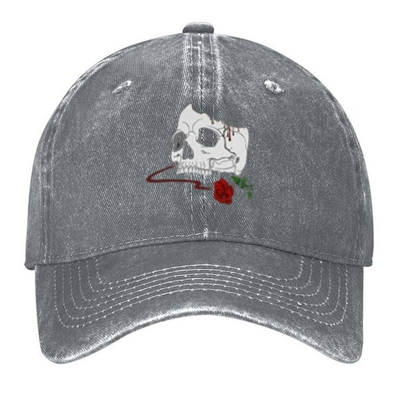 Horror Skull Print Vintage Wash Dad Hat Adjustable Curved Brim Baseball Cap,Casual Outdoor Sports Fishing Cap for Men and Women
