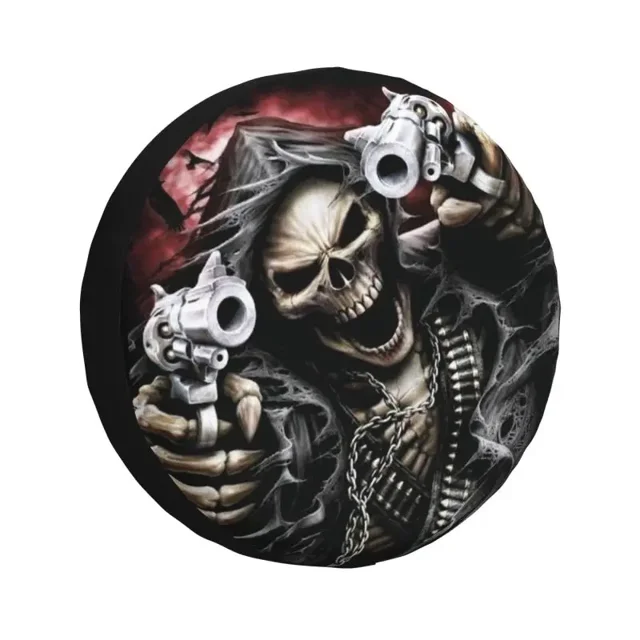 Horror Skull Wrap Tire Cover 4WD 4x4 SUV Gothic Death Skeleton Spare