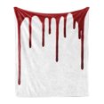 thumbnail image 1 of Horror Soft Flannel Fleece Throw Blanket, Flowing Blood Horror Spooky Halloween Zombie Scary Help Me Themed Illustration, Cozy Plush for Indoor and Outdoor Use, 60" x 80", Red White, by Ambesonne, 1 of 6