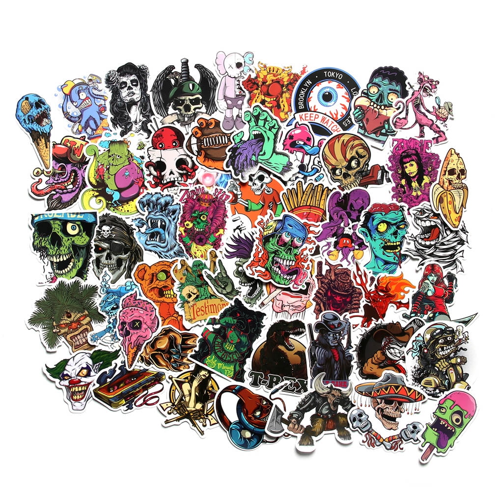 Terious Sticker FNGEEN Horror Stickers Pack 100pcs Vinyl Waterproof Water Bottle Laptop ...