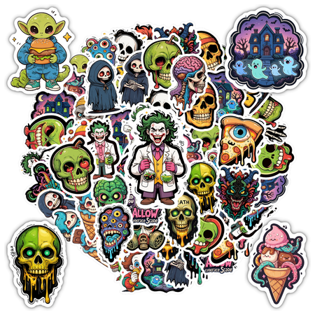 Horror Stickers Zombie Stickers Skull Stickers Alien Stickers for Laptops Suitcase Phone