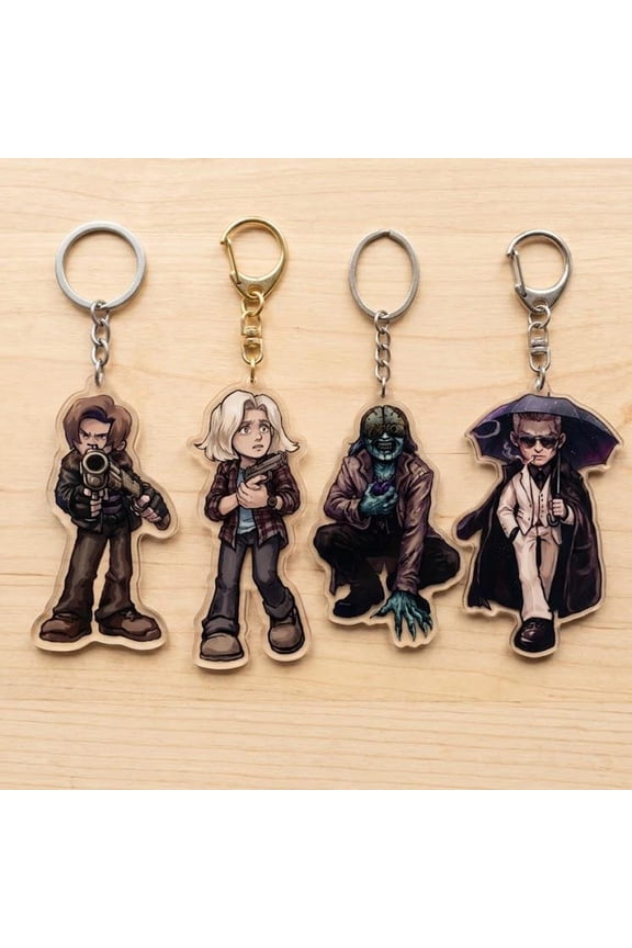 Horror Survival Game Characters Acrylic Keychain Cute Chibi Bag Charm Gamer Gift, random 1 pack