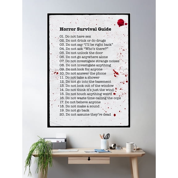 Horror Survival Guide Poster Wall Art, Modern Wall Decor For Living Room Bedroom, 12x18 UNFRAMED