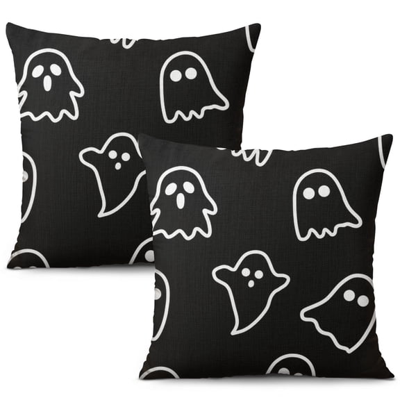 Horror Theme Halloween Pillow Covers Set of 2 - Skeleton and Spider Web Linen Throw Covers 20x20 inch throw pillow case Halloween gifts to friends,family