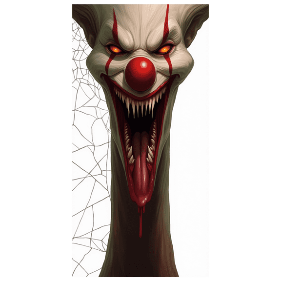 Horror Theme Scary Clown Banner Creepy Design Chilling Appearance Halloween Backdrop for Party Decoration Haunted House Event