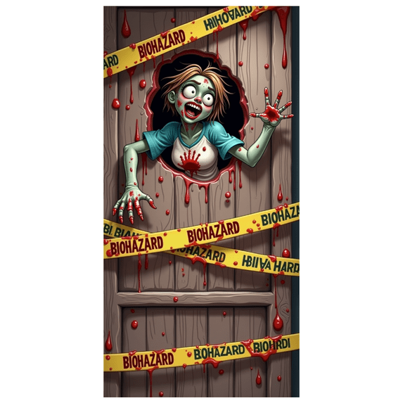 Horror Theme Zombie Halloween Party Banner Scary Design Blood Spatter Biohazard Warning Decoration for Horror Party Halloween Decoration Event