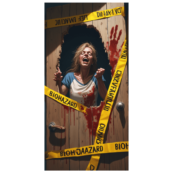 Horror Theme Zombie Halloween Party Banner Scary Design Blood Spatter Biohazard Warning Decoration for Horror Party Halloween Decoration Event