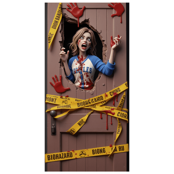 Horror Theme Zombie Halloween Party Banner Scary Design Blood Spatter Biohazard Warning Decoration for Horror Party Halloween Decoration Event