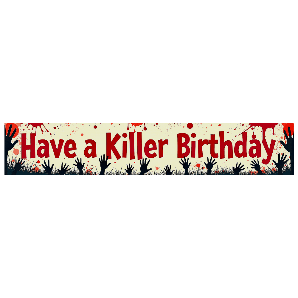 Horror Themed Blood Splatter Banner with Hand Silhouettes Birthday ...